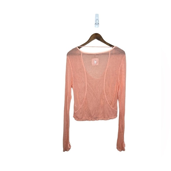 NWOT Free People Smooth Moves Mesh Peach Coverup Long Sleeve Top - Picture 6 of 11